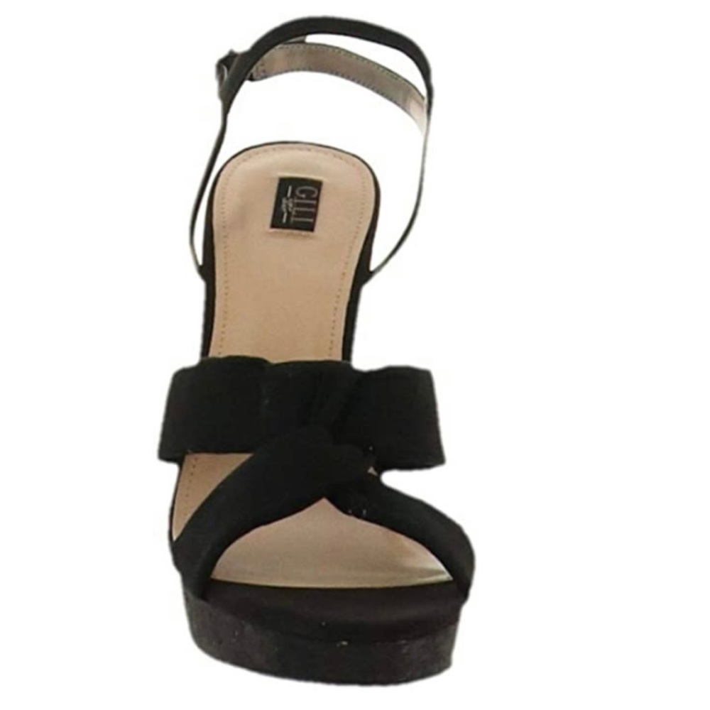 G.I.L.I. Knotted Front Wedge Ankle Strap Kahlie Black - Picture 3 of 14